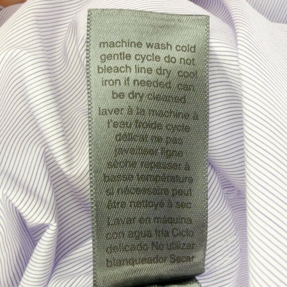 JOHN VARVATOS Slim Fit Cotton Pinstripe Button Down Lavender Dress Shirt Size M - Picture 6 of 7